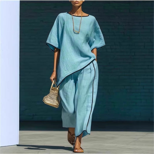 Casual Resort-Style Fashionable Loose Two-Piece Set For Women