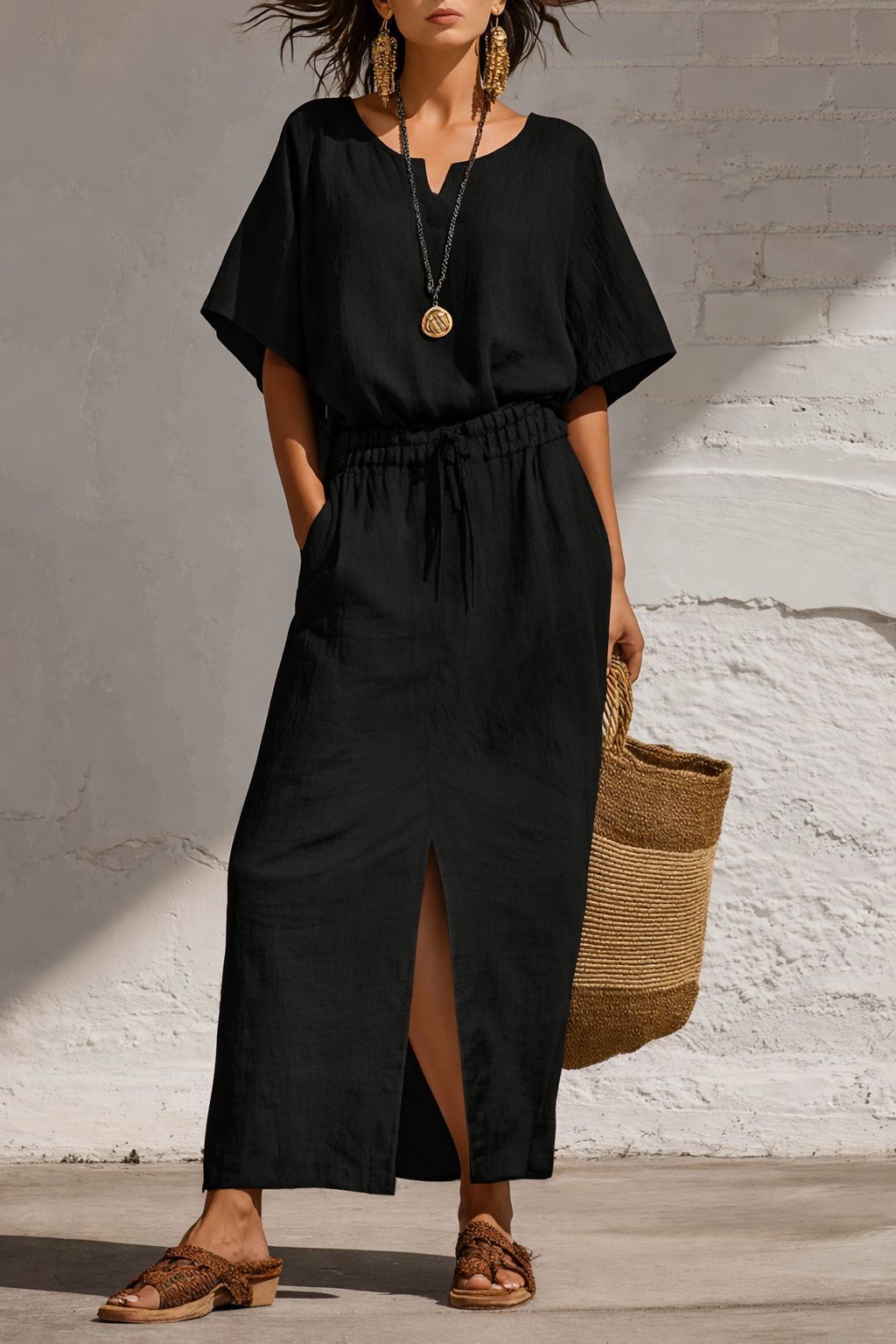 Women's Batwing-sleeve Top And Pencil Skirt Set