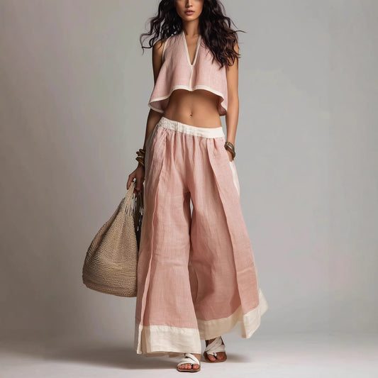 Casual Chic Solid Color Sleeveless V-Neck Set