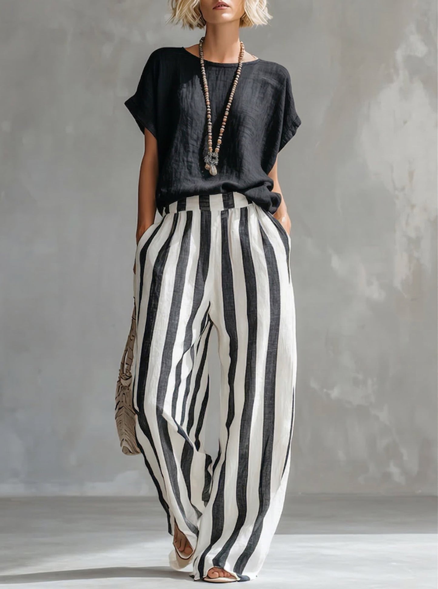 Cozy Loose-fit Striped Cotton-linen Two-piece Set ✨Plus Size Friendly XS-4XL